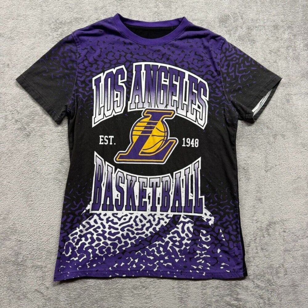 Los Angeles Lakers T‎ Shirt Purple Black Mens Medium UNK NBA Basketball Athletic